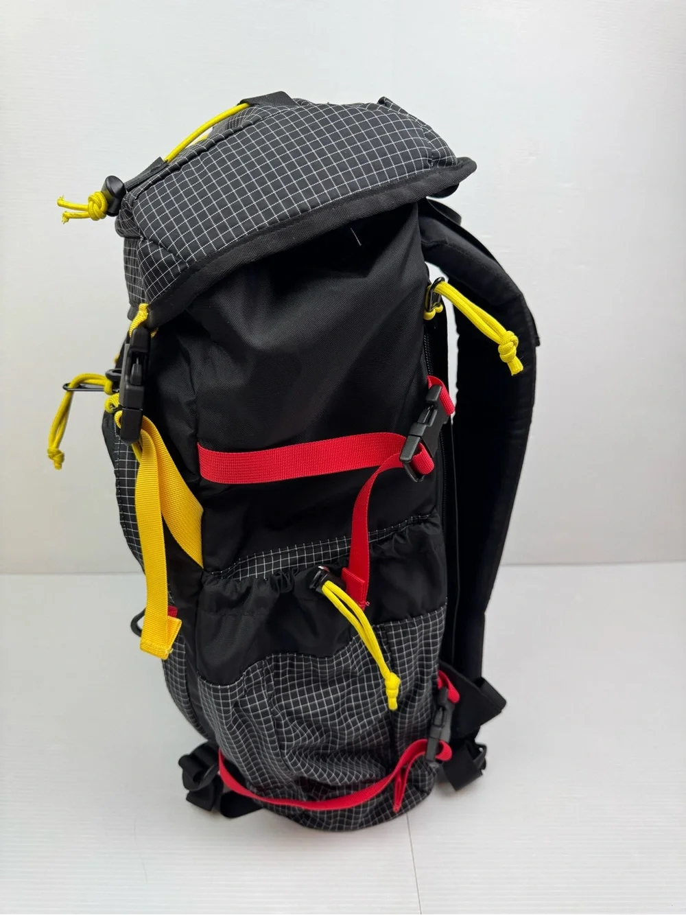 Topo Designs Mountain Pack 28L Backpack Black Yellow Gridstop Technical Hiking